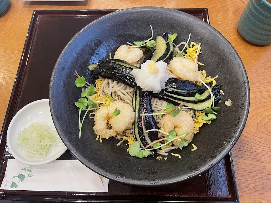 冷やし揚げナス小海老そば