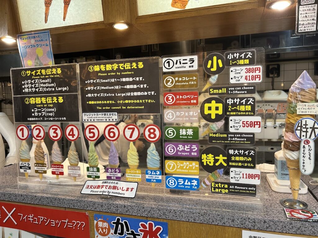 ソフトクリームメニュー