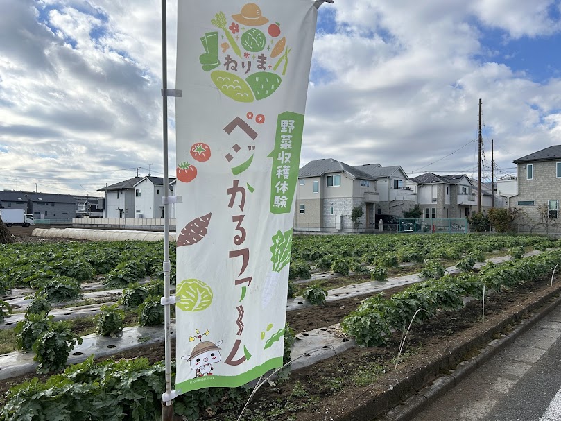 ベジかるファームの旗あり